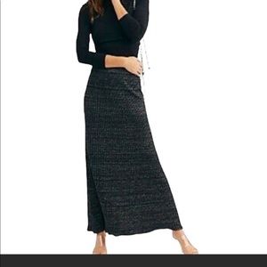 Free People Womens Shine Bright Metallic Ribbed Maxi Skirt